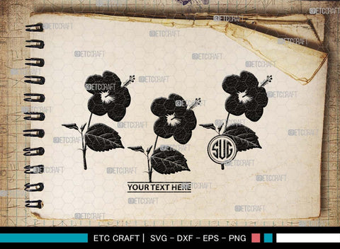 Hibiscus Monogram, Hibiscus Silhouette, Hibiscus SVG, Tropical Flower Svg, Hawaian Svg, Flower Svg, Floral Svg, SB00501 SVG ETC Craft 