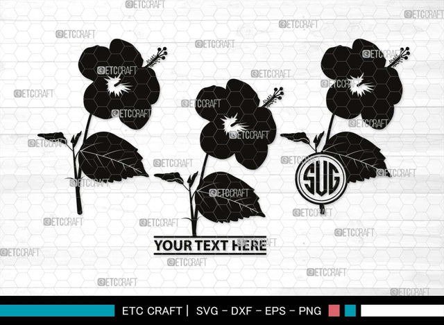 Hibiscus Monogram, Hibiscus Silhouette, Hibiscus SVG, Tropical Flower Svg, Hawaian Svg, Flower Svg, Floral Svg, SB00501 SVG ETC Craft 