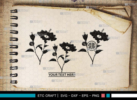 Hibiscus Monogram, Hibiscus Silhouette, Hibiscus SVG, Tropical Flower Svg, Hawaian Svg, Flower Svg, Floral Svg, SB00501 SVG ETC Craft 