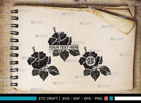 Hibiscus Monogram, Hibiscus Silhouette, Hibiscus SVG, Tropical Flower Svg, Hawaian Svg, Flower Svg, Floral Svg, SB00501 SVG ETC Craft 