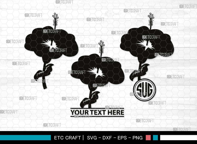 Hibiscus Monogram, Hibiscus Silhouette, Hibiscus SVG, Tropical Flower Svg, Hawaian Svg, Flower Svg, Floral Svg, SB00501 SVG ETC Craft 
