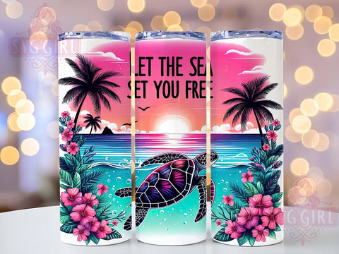 Hibiscus Sea Turtle 20oz Tumbler Wrap Sublimation Design, Straight Tapered Tumbler Wrap, Sea Turtle Tumbler Png, Instant Digital Download Sublimation SvggirlplusArt 