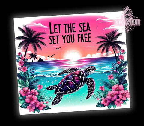 Hibiscus Sea Turtle 20oz Tumbler Wrap Sublimation Design, Straight Tapered Tumbler Wrap, Sea Turtle Tumbler Png, Instant Digital Download Sublimation SvggirlplusArt 