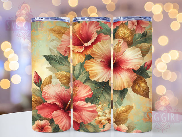 Hibiscus Sparkle Tropical Tumbler Wrap, Hawaiian Pattern Design, Sparkle Floral Cup, Summer Beach Drinkware, Glitter Hibiscus Art, Feminine Tumbler Wrap, Paradise Sublimation Sublimation SvggirlplusArt 