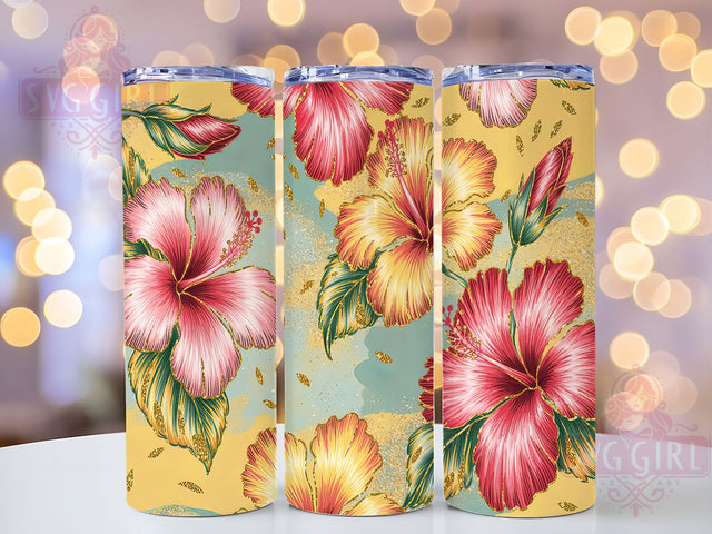 Hibiscus Sparkle Tropical Tumbler Wrap, Hawaiian Pattern Design, Sparkle Floral Cup, Summer Beach Drinkware, Glitter Hibiscus Art, Feminine Tumbler Wrap, Paradise Sublimation Sublimation SvggirlplusArt 