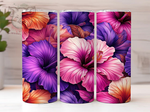 Hibiscus Tropical Tumbler Wrap Design, Hibiscus Flower Design, 20oz Floral Sublimation, Hawaiian Tumbler Wrap, Summer Flower Tumbler, Beach Vacation Tumbler, Custom Hibiscus Gift Sublimation Lara' s Designs 