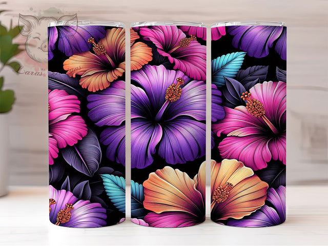 Hibiscus Tropical Tumbler Wrap Design, Hibiscus Flower Design, 20oz Floral Sublimation, Hawaiian Tumbler Wrap, Summer Flower Tumbler, Beach Vacation Tumbler, Custom Hibiscus Gift Sublimation Lara' s Designs 
