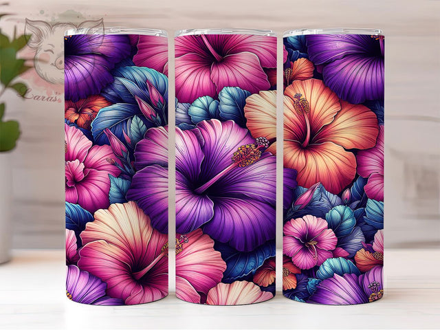 Hibiscus Tropical Tumbler Wrap Design, Hibiscus Flower Design, 20oz Floral Sublimation, Hawaiian Tumbler Wrap, Summer Flower Tumbler, Beach Vacation Tumbler, Custom Hibiscus Gift Sublimation Lara' s Designs 