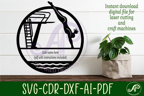 High Dive Female name sign design for laser cutting SVG APInspireddesigns 