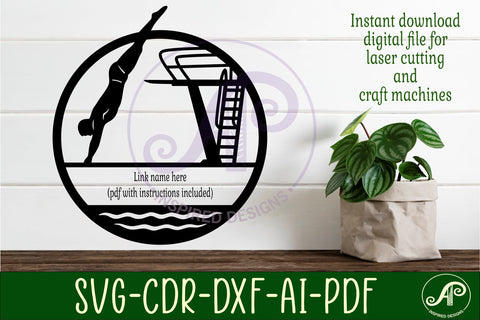 High Dive male name sign design for laser cutting SVG APInspireddesigns 
