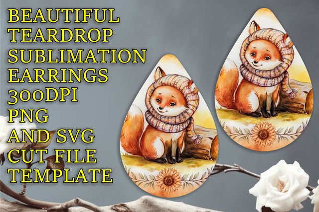 high-quality PNG, Elegant teardrop earrings sublimation template, Animals Sublimation HoodArtCraft 