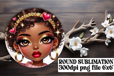 High-quality PNG files, perfect for round keychain designs! , Love Girl Sublimation afrosvg 