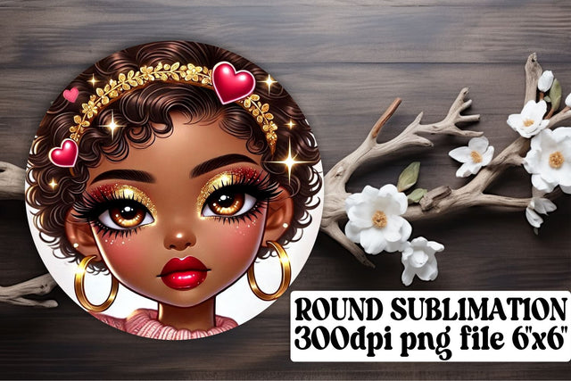 High-quality PNG files, perfect for round keychain designs! , Love Girl Sublimation afrosvg 
