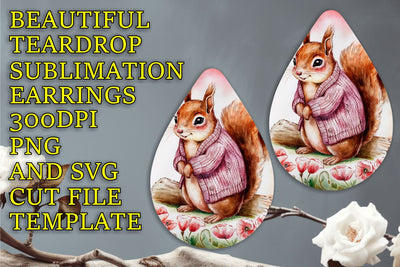 high-quality PNG, Trendy sublimation file for teardrop earrings, Animals Sublimation HoodArtCraft 