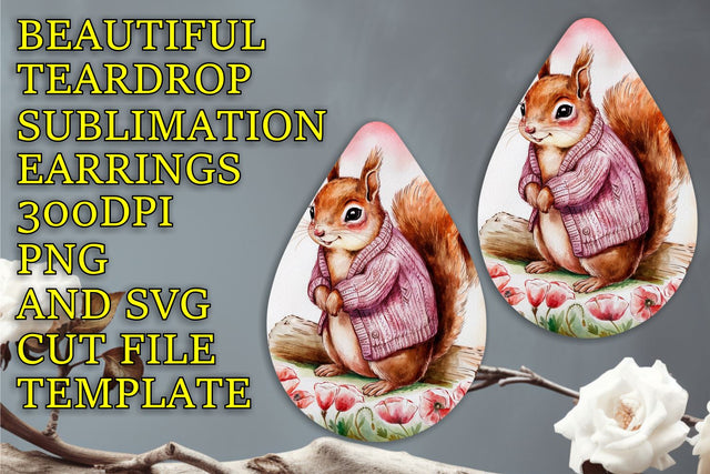 high-quality PNG, Trendy sublimation file for teardrop earrings, Animals Sublimation HoodArtCraft 