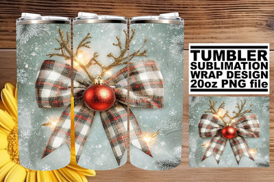High-quality PNG tumbler wrap, ideal for all projects! , Christmas Bow Sublimation afrosvg 