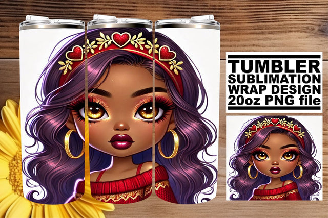 High-quality PNG tumbler wrap, ideal for all projects! , Love Girl Sublimation afrosvg 