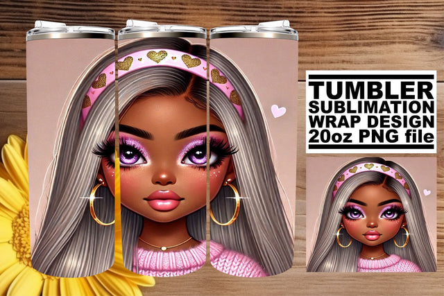 High-quality PNG tumbler wrap, ideal for vibrant prints! , Love Girl Sublimation afrosvg 