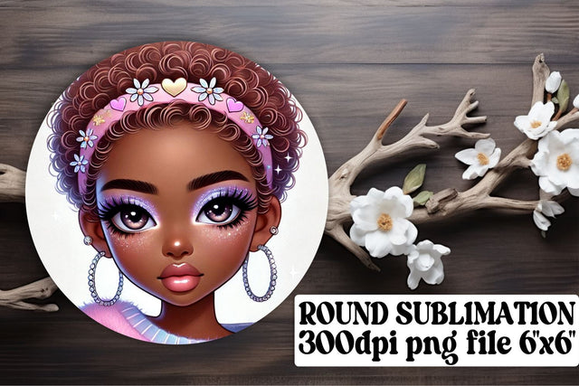High-quality round designs, ready for sublimation keychains! , Love Girl Sublimation afrosvg 