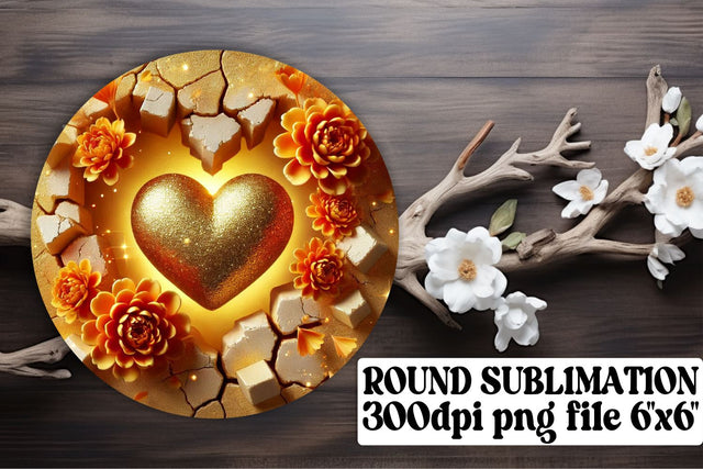High-quality round PNG for keychains, perfect for sublimation! , 3D Heart Sublimation afrosvg 