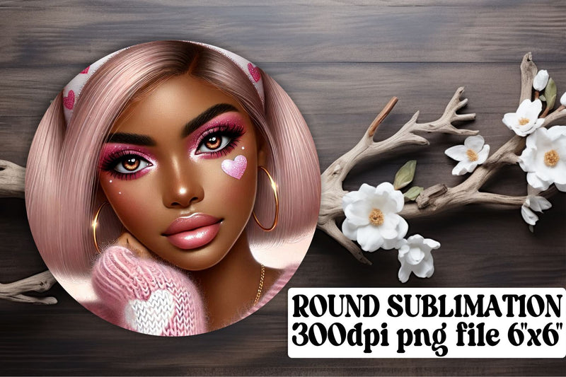High-quality round PNGs, ideal for unique keychain projects! , Love Girl Sublimation afrosvg 