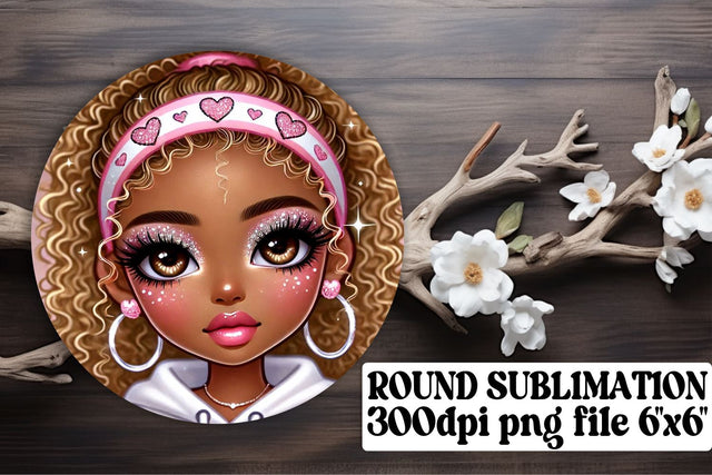 High-quality round PNGs, ready for keychain sublimation! , Love Girl Sublimation afrosvg 