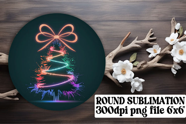 High-quality round PNGs, ready for keychain sublimation! , Neon Xmas Sublimation afrosvg 