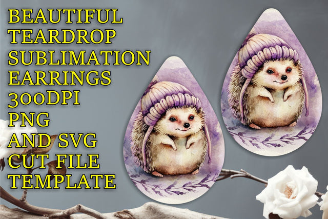 High-quality sublimation template for teardrop earrings, PNG, Animals Sublimation HoodArtCraft 