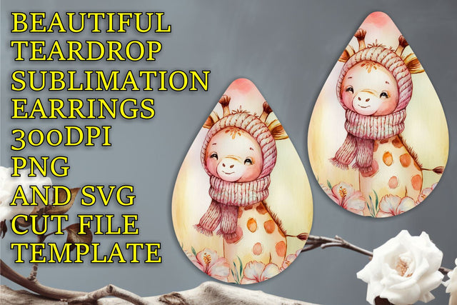 High-quality teardrop earrings design, ready for sublimation, Animals Sublimation HoodArtCraft 