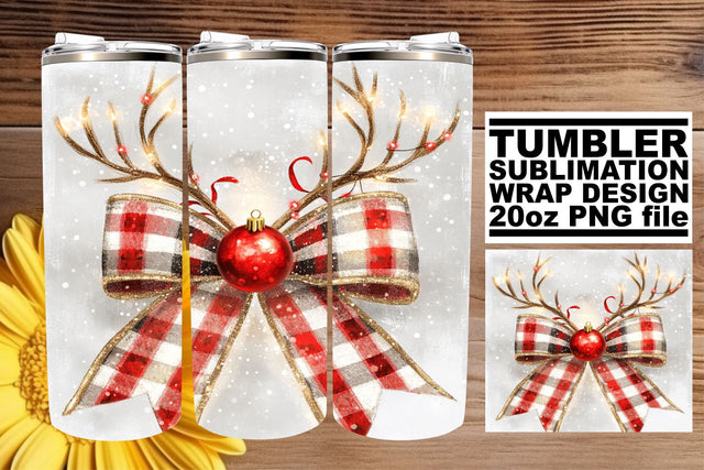 High-quality tumbler wrap, designed for clarity! , Christmas Bow Sublimation afrosvg 