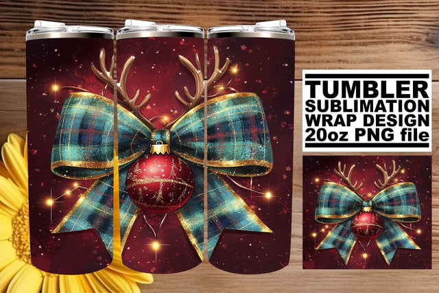 High-quality tumbler wrap, designed for stunning visuals! , Christmas Bow Sublimation afrosvg 