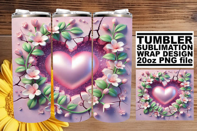 High-quality tumbler wrap, enhance your sublimation journey! , 3D Heart Sublimation afrosvg 
