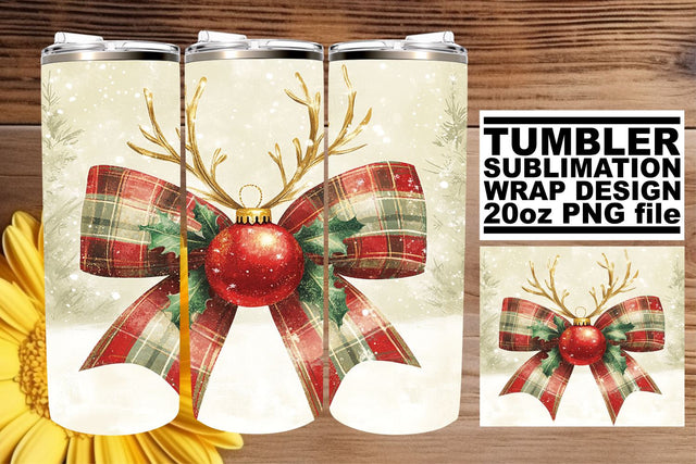 High-quality tumbler wrap, ideal for stunning sublimation! , Christmas Bow Sublimation afrosvg 