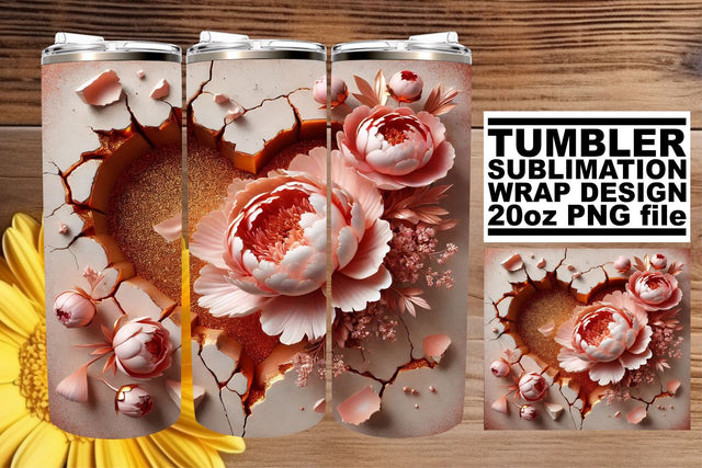 High-quality tumbler wrap, perfect for sublimation projects! , 3D Heart Sublimation afrosvg 