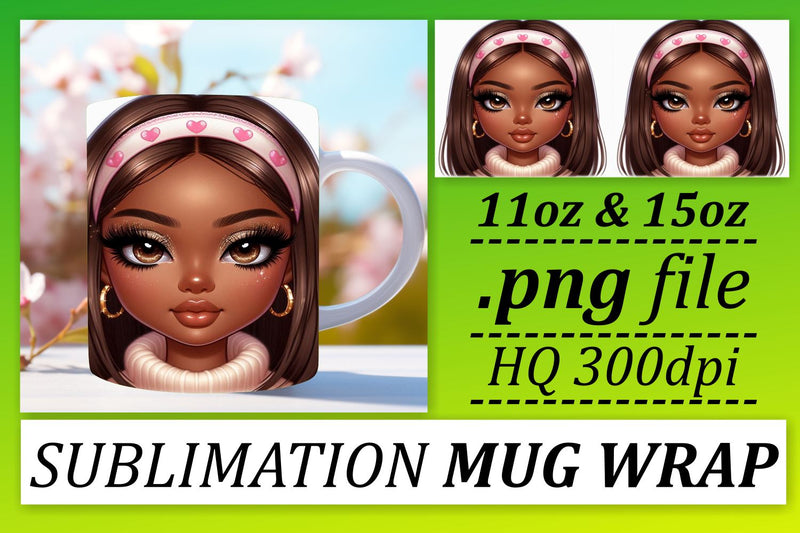 High-resolution mug wraps, ensure great results! , Love Girl Sublimation afrosvg 