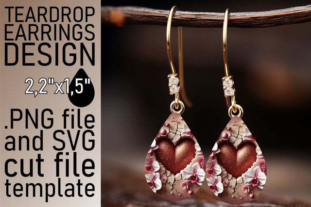high-resolution PNG available! , Create stunning earrings, 3D Heart Sublimation afrosvg 