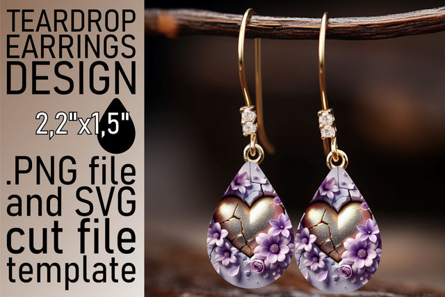 High-resolution PNG file, great for teardrop earrings! , 3D Heart Sublimation afrosvg 