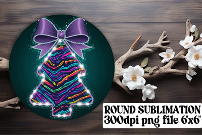 High-resolution round designs, perfect for keychain use! , Neon Xmas Sublimation afrosvg 