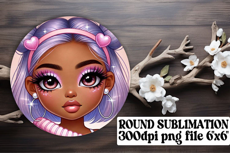 High-resolution round PNGs, ideal for sublimation keychains! , Love Girl Sublimation afrosvg 