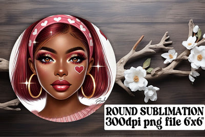 High-resolution round PNGs, perfect for custom keychains! , Love Girl Sublimation afrosvg 