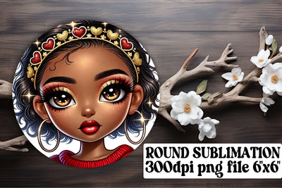 High-resolution round PNGs, ready for your keychain designs! , Love Girl Sublimation afrosvg 