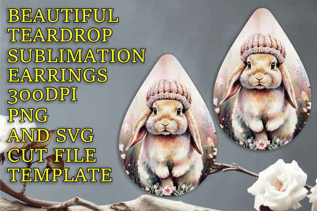 High-resolution teardrop earrings PNG, perfect for crafting, Animals Sublimation HoodArtCraft 