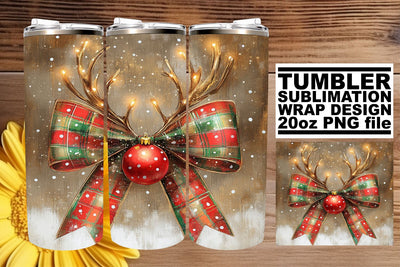 High-resolution tumbler wrap, designed for stunning results! , Christmas Bow Sublimation afrosvg 