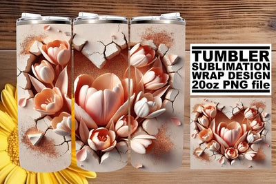 High-resolution tumbler wrap, designed for vivid colors! , 3D Heart Sublimation afrosvg 
