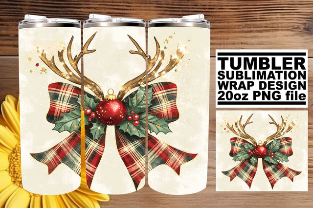High-resolution tumbler wrap, enhance your creativity! , Christmas Bow Sublimation afrosvg 