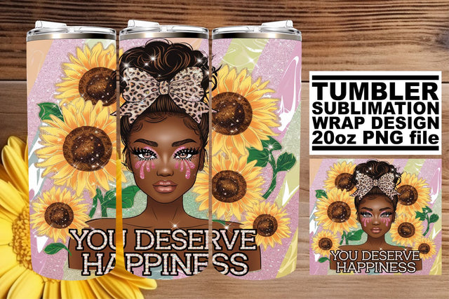 High-resolution tumbler wrap, ideal for crafting! , Afro Woman Sublimation afrosvg 