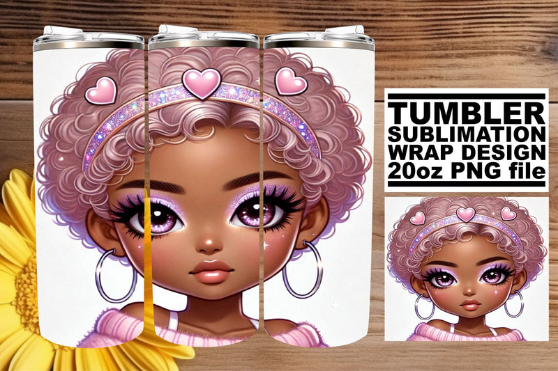 High-resolution tumbler wrap, ideal for crafting! , Love Girl Sublimation afrosvg 
