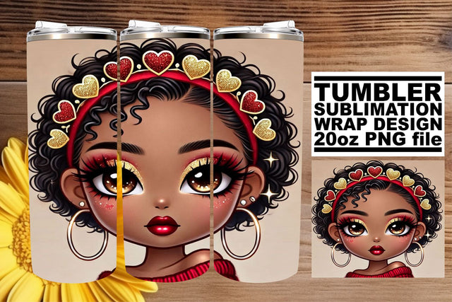 High-resolution tumbler wrap, perfect for crisp prints! , Love Girl Sublimation afrosvg 