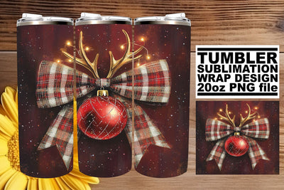 High-resolution tumbler wrap, perfect for gifts and projects! , Christmas Bow Sublimation afrosvg 