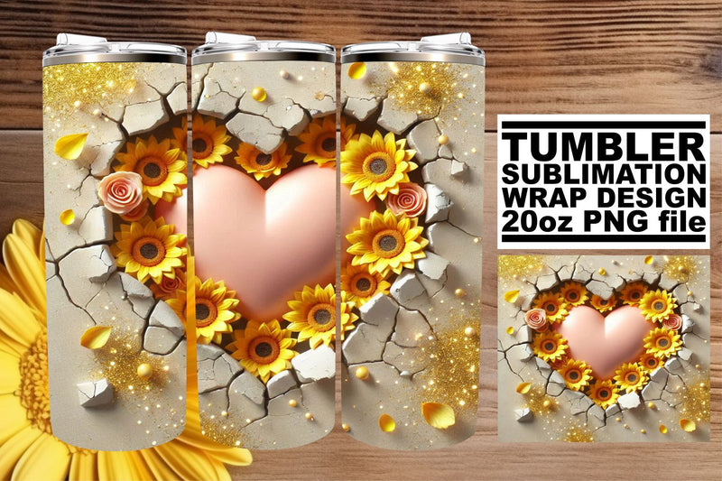 High-resolution tumbler wrap, perfect for unique designs! , 3D Heart Sublimation afrosvg 